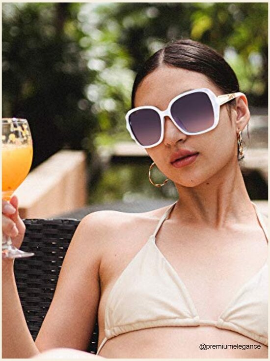 7 Pack Oversized Sunglasses Sparkling Frame Classic Square Polarized Ladies main image 5